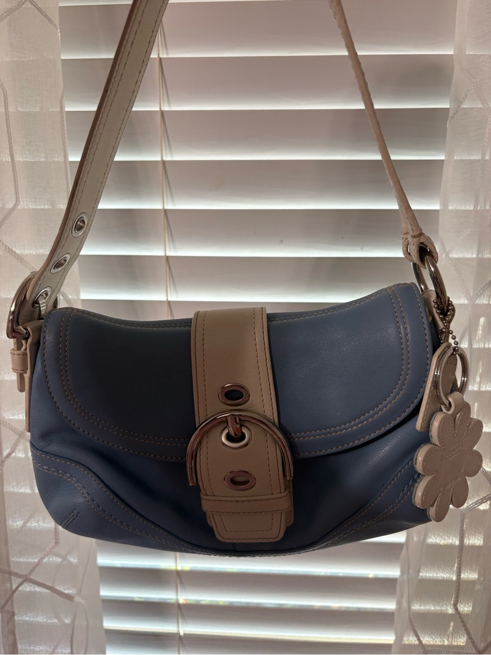 Rare Vintage Y2K Coach Soho Buckle Flap Bag - Light Blue